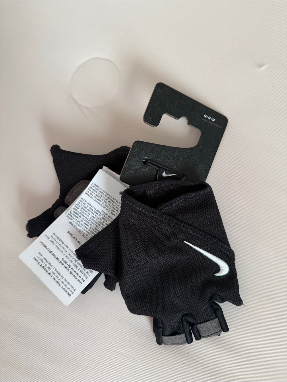Nike Black Fingerless Workout Gloves with White Swoosh